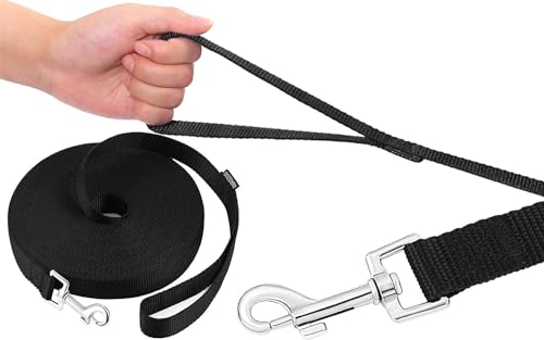 AMAGOOD Dog/Puppy Obedience Recall Training Agility Lead-15 ft 20 ft 30 ft 50 ft Long Leash-for Dog Training,Tie Out,Play,Safety,Camping (30Feet x 1Inch, Black) - color: Black, size: 1" x 30ft