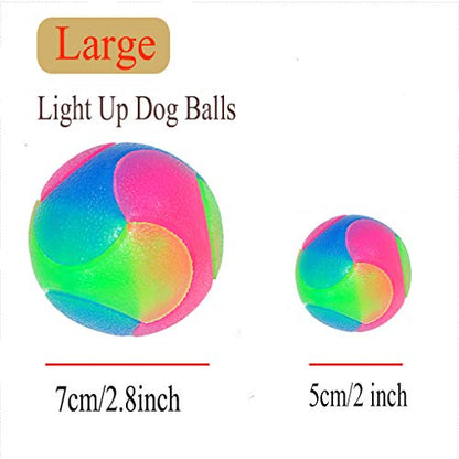 4 pcs Large Light Up Dog Balls Flashing Elastic Ball Glow in The Dark Interactive Pet Toys for for Golden Retriever,Labrador,Large Dogs - color: 4 pcs Large smooth balls