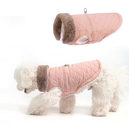 BEAUTYZOO Winter Dog Coat with Harness Built in, Warm Dog Puffer Jacket Vest Padded Fleece Cold Weather Coats Windproof Waterproof Snow Jackets Clothes for Small Medium Puppy, Pink M - color: Pink, size: M (Back: 15",Chest: 21")