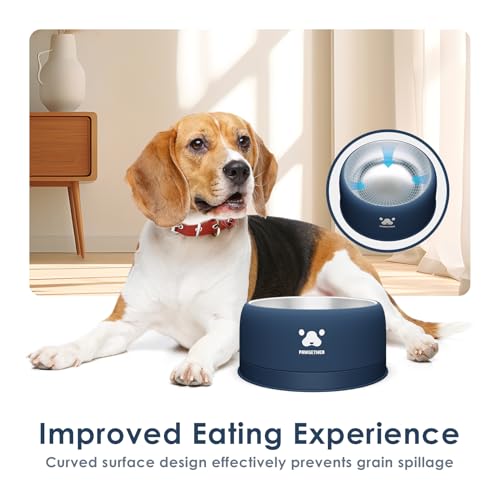 PAWGETHER® Stainless Steel Dog Bowls, Dog Food Water Bowl with Non-Slip Base Two-Piece Design Easy Clean Dishwasher Safe Navy Blue 34oz + 12oz - color: Navy (34oz + 12oz)