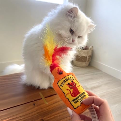Haute Diggity Kitty Catweiser + Furball Catnip Toys, Soft Plush Cat Toys Catnip Filled with Interactive Crackle Sound & Feathers, Safe & Durable Toy for Cats & Kitten, 2 Pcs - style: Catweiser + Furball