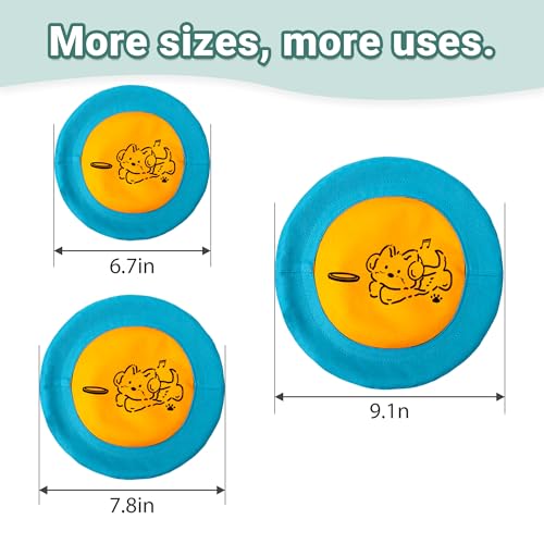 Bifeaw 3 Packs Nylon Interactive Dog Flying Disc - Floating Dog Toys for Aggressive chewers - Water Toys for Dogs (Blue and Yellow) - color: Blue and Yellow