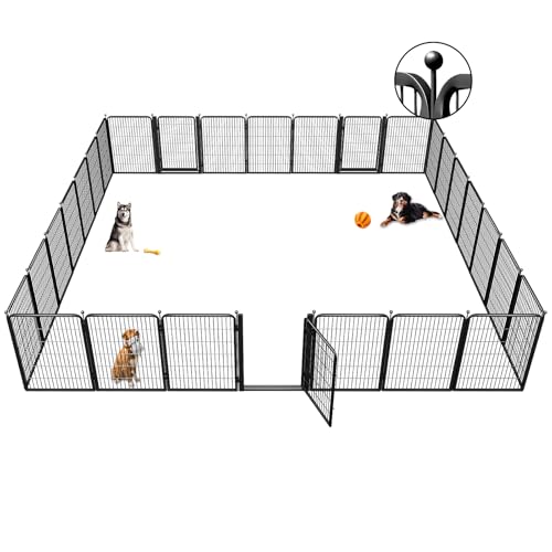 Dog Playpens with Low Threshold Gate, 40 Inch 28 Panels Heavy Duty Outdoor Dog Play Pen, RV Camping Yard Indoor Puppy Playpen Portable Pet Pen Fence for Large/Medium/Small Dogs - color: 25 Panels+3 Large Gate