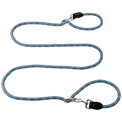 Hands Free 8.5ft Nylon Double Dog Leash with Reflective Stitching, Adjustable Waist Fits All for Medium Large Dogs - Blue - color: Blue