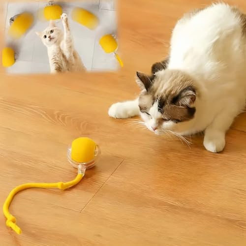 Interactive Cat Toys for Indoor Cats, Agility Move Cat Balls,Motion Activated Cat Balls, Cat Toys for Bored Indoor Cats (Yellow) - color: Yellow