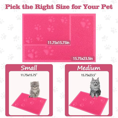 Darkyazi Cat Litter Box Mat for Floor Litter Trapping Mat Non-Slip Backing, Scatter Control, Easy Clean, Water Resistant, Soft on Paws (15.75" x 11.75",Rose red) - color: Rose Red