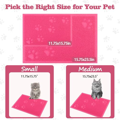 Darkyazi Cat Litter Box Mat for Floor Litter Trapping Mat Non-Slip Backing, Scatter Control, Easy Clean, Water Resistant, Soft on Paws (15.75" x 11.75",Rose red) - color: Rose Red