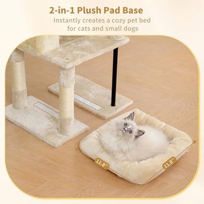 Heybly Cat Tree，HCT202SM - color: Beige, size: 45.3 inch