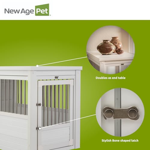 New Age Pet ecoFLEX Pet Crate/End Table, Antique White, Large - color: Antique White, size: 35.4"L x 24.0"W x 28.0"H