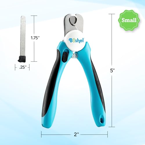 Boshel Dog and Cat Nail Clipper with Safety Guard, Razor-Sharp Toenail Cutter with Nail File, Ideal for Smaller Pets - size: Medium/Small