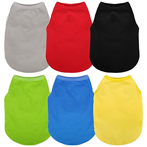 Paiaite 6 Pieces Plain Dog Shirt Sleeveless Puppy Cotton Dog Shirts Breathable Pet Apparel Tank Top Colorful Puppy Sweatshirt Clothes for Small Medium Dogs XS - color: 6 Pack Plain, size: XS-(2~4.5lb) | Chest(~13.7")