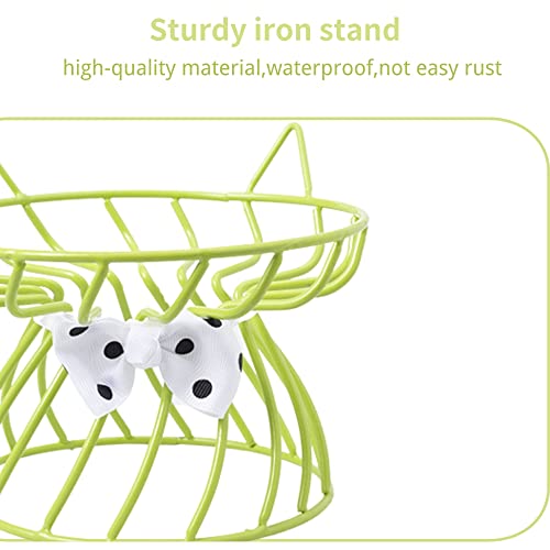 Tilted Elevated Cat Bowl, Food & Water Cat Bowl， Ceramic Pet Food Bowl for Flat Faced Cats, Protect Pet's Spine, Dishwasher Safe - color: Green