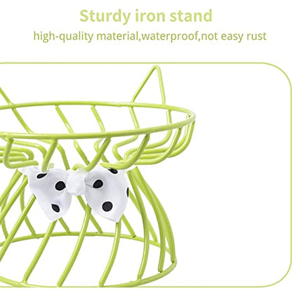Tilted Elevated Cat Bowl, Food & Water Cat Bowl， Ceramic Pet Food Bowl for Flat Faced Cats, Protect Pet's Spine, Dishwasher Safe - color: Green