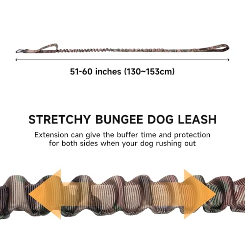 EXCELLENT ELITE SPANKER Bungee Dog Leash Tactical Nylon Adjustable Tactical No Pull Leads Rope for Dogs Quick Release Military Rope with 2 Control Handle (MCP) - color: MCP