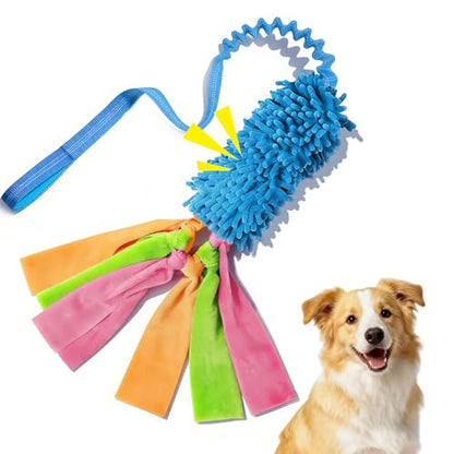 Squeaky Dog Tug Toy, Interactive Tug of War Rope Toys for Small Medium Large Dog, Soft Chenille Chewing Dog Rope Toys for Puppy Training and Play Games - color: Sky blue