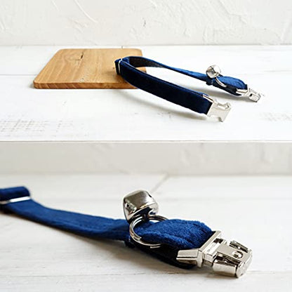 Cat Collar Personalized with Name Phone Number Engraved,Customized with Bell for Small Dogs Puppy Kitten - color: Navy Blue, size: S (6"-10")