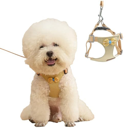 Escape Proof Dog Harness Adjustable No Pull Puppy Vest with Leash Soft Breathable Harness for Walking Yellow Small - color: Yellow, size: Small