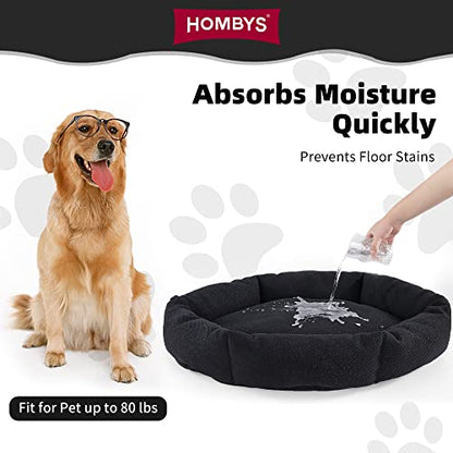 HOMBYS Indestructible Chew Proof Dog Bed for Aggressive Chewers,Round Durable Pee Proof Tough Pet Bed for Large Dog,Black (24" x30x7) - size: 24"x30x7"