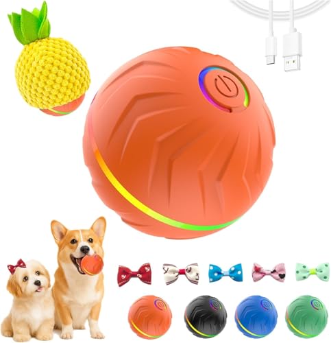 2026 T01 Interactive Dog Toys Dog Ball, Automatic Rolling and Bouncing Moving Dog Toy, Durable and USB Rechargeable, Fun Smart Toy for Puppy, Small, Medium and Large Dogs, Dog Toys to Keep Them Busy - color: Orange