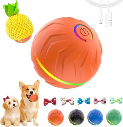 2026 T01 Interactive Dog Toys Dog Ball, Automatic Rolling and Bouncing Moving Dog Toy, Durable and USB Rechargeable, Fun Smart Toy for Puppy, Small, Medium and Large Dogs, Dog Toys to Keep Them Busy - color: Orange