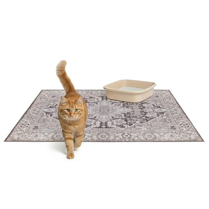 Lovewag Pets Cat Litter Mat 2 Pack - Large 36x48 Machine Washable Easy Clean Non-Slip Waterproof Mats for Cats - Caramel Creme - color: Caramel Creme, size: 36x48 inches (Pack of 2)