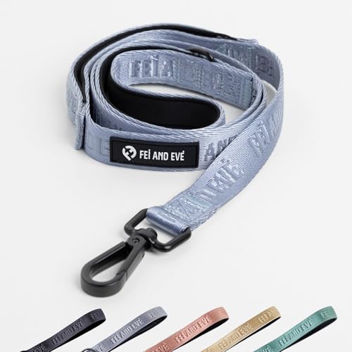 Fei & Eve Classic Dog Leash - 6FT, Dual Padded Handles, 360° Swivel Hook, Heavy Duty 210D Nylon - No-Pull Design with Traffic Control Handle - for Small/Medium/Large Dogs, Blue - color: Dusk Blue, size: 6FT