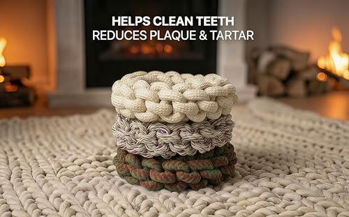 Pet Cotton Ring Dog Toy, Braided Rope Chew Ring for Medium and Large Dogs, 20x20x5cm, Durable Training Toy (Natural) - color: Natural