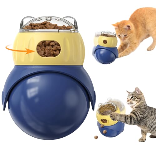 Cat Interactive Puzzle Toy, Adjustable Treat Dispenser for Indoor Cats, Safe Material Kitty Enrichment Toy for IQ Training, Mental Stimulation, Relieve Boredom, Gifts