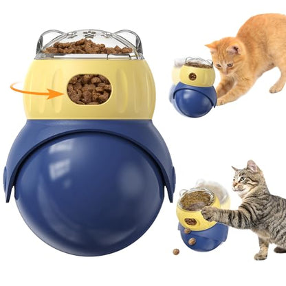 Cat Interactive Puzzle Toy, Adjustable Treat Dispenser for Indoor Cats, Safe Material Kitty Enrichment Toy for IQ Training, Mental Stimulation, Relieve Boredom, Gifts