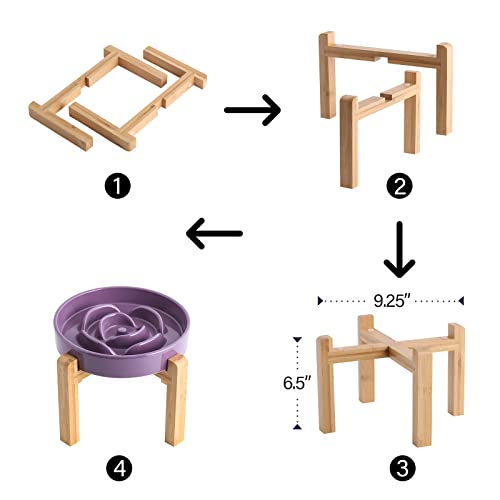 8.66 in Purple Dog Bowl Ceramic Slow Feeder for Medium Large Dogs,Elevated/Raised Slow Feeding Dog Food Water Dish Heavy Weighted,Puppy Bowl for Fast Eaters,Puzzle Eating Bowl Maze - color: Purple Slow Feeder Elevated