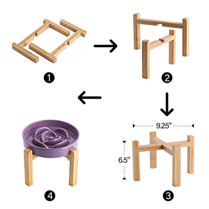 8.66 in Purple Dog Bowl Ceramic Slow Feeder for Medium Large Dogs,Elevated/Raised Slow Feeding Dog Food Water Dish Heavy Weighted,Puppy Bowl for Fast Eaters,Puzzle Eating Bowl Maze - color: Purple Slow Feeder Elevated