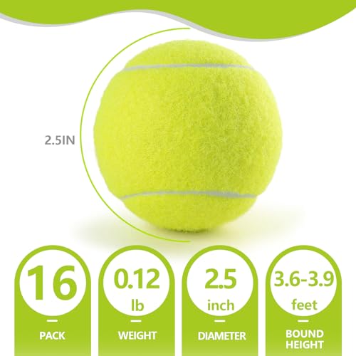 PoyPet 16-Pack Tennis Balls Bulk for Practice,Training and Beginners | Ideal for Dog Fetch,Chew and Play - color: Yellow