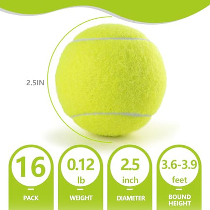 PoyPet 16-Pack Tennis Balls Bulk for Practice,Training and Beginners | Ideal for Dog Fetch,Chew and Play - color: Yellow