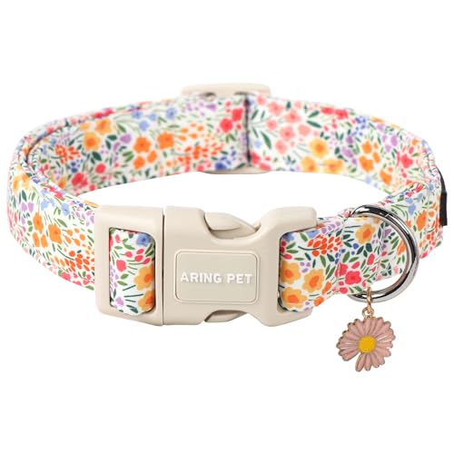 ARING PET Spring Summer Dog Collar-Cute Dog Collar for Small Dogs, Adjustable Cotton Floral Pet Collars Puppy Collar for Small Medium Large Dogs - color: Floral, size: X-Small