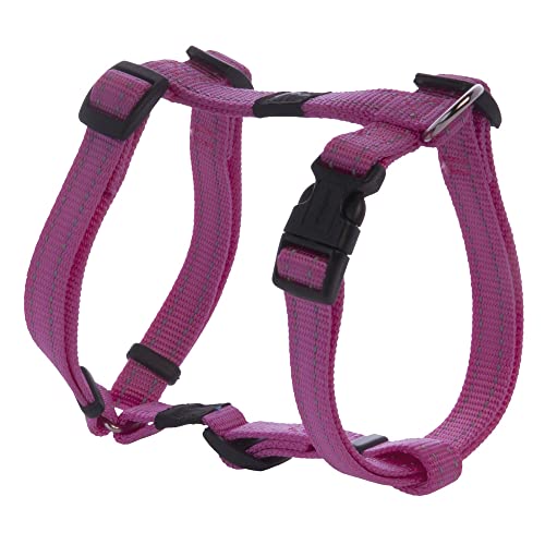 Reflective Adjustable Dog H Harness for Small to Medium Dogs; matching collar and leash available, Pink - color: Pink
