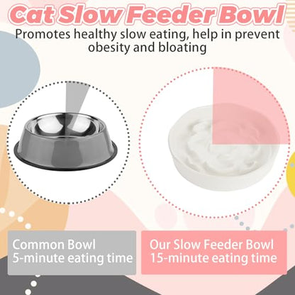 Small Slow Feeder Cat Bowls 4PCS Anti-Choking Puzzle Slow Feeding Dog Bowls with Non-Slip Base, Interactive Slow Feeder for Small Breeds, Bloat Prevention Maze Dish, 1 Cup Capacity