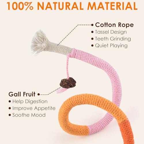 TINDTOP Cat Toys Chew Ropes, 3 Pack Interactive Cat Nip Kicker Toy for Indoor Kittens, Teeth Cleaning Toy for All Breeds, 19.5 Inches (50cm) - color: 3 Pack Ropes