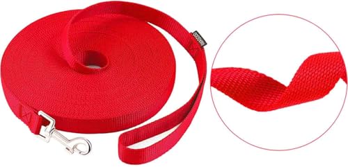 AMAGOOD Dog/Puppy Obedience Recall Training Agility Lead-15 ft 20 ft 30 ft 50 ft Long Leash-for Dog Training,Tie Out,Play,Safety,Camping (15Feet x 1Inch, Red) - color: Red, size: 1" x 15ft