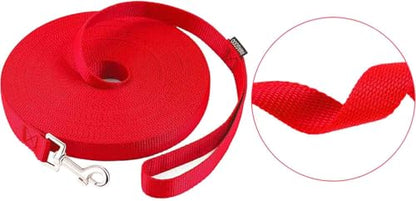 AMAGOOD Dog/Puppy Obedience Recall Training Agility Lead-15 ft 20 ft 30 ft 50 ft Long Leash-for Dog Training,Tie Out,Play,Safety,Camping (20Feet x 1Inch, Red) - color: Red, size: 1" x 20ft