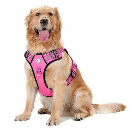 Vest Harness for Dogs - Reflective Adjustable Padding with Easy-On Design & Leash Attachment (XL, Hot Pink) - color: Hot Pink, size: XL