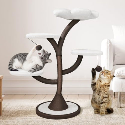 Mavpet Multi-Level Modern Cat Tree, All-in-One Cat Tower with Scratching Post, Flower Cat Tree Houses for Indoor Cats