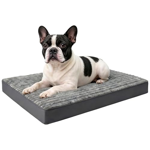 Small Dog Bed Sized Dogs, Orthopedic Flannel Pet Bed with Removable Washable Cover, Waterproof Indestructible Puppy Dog Cot Bed with Anti-Slip Bottom, Egg Crate Memory Foam Pad, 23.0"x17.0"x3.0", Grey - size: S(23"x17"x3")