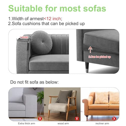 Cat Scratch Couch Protector,23.6" L*19.7" W Scratching Furniture Protector Pad,Cat Scratch Sofa Arm Sheild with Grey Natural Sisal for Protecting Couch Sofa Chair Furniture (Grey/Right Hand) - color: Grey