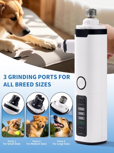 New Upgraded Dog Nail Grinder with LED Lights, 3-Speed Electric Rechargeable Pet Nail Trimmer for Small Medium Large Dogs (White) - color: White