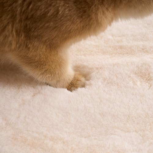 SHENGOCASE Pet Bed Cushion Pad, Faux Fur Dog Cat Pillow, Crate Mat, 20 inches, 2-Pack - color: Cream, size: 20"