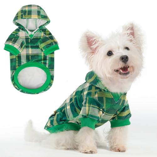 BEAUTYZOO Dog Hoodie Sweaters for Small Medium Large Size Dogs Girls Boys- Premium Quality, Ultra Soft, Superior Comfort Fit, Fleece Lined Hooded Sweatshirt- Cold Weather Pet Clothes Winter Coat,Plaid - color: Green, size: Small/Medium
