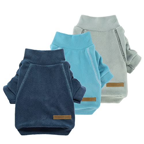 Fitwarm 3 Pack Classic Fleece Dog Sweater, Turtleneck Dog Sweatshirt, Dog Winter Clothes for Small Dogs Boy Girl, Pet Pullover Jacket, Cat Apparel, Blue, Grey, Navy, XS - color: Blue-Grey-Navy, size: X-Small