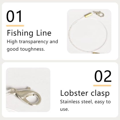 Fishing Line for Cat Feather Teaser, Pack of 2, Nylon Fishing Line with Hook, Cat Feather Toy Accessory, Good Toughness, Easy to Assemble (Clear, 23.6Inch)