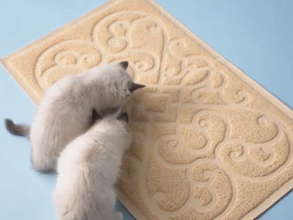 PetLike Cat Litter Box Mat, Thick Kitty Litter Trapping Mat, Durable,Waterproof &Washable with Non-Slip Backing, Soft on Kitty Paws and Easy to Clean, BPA Free - color: Beige, size: 30x18