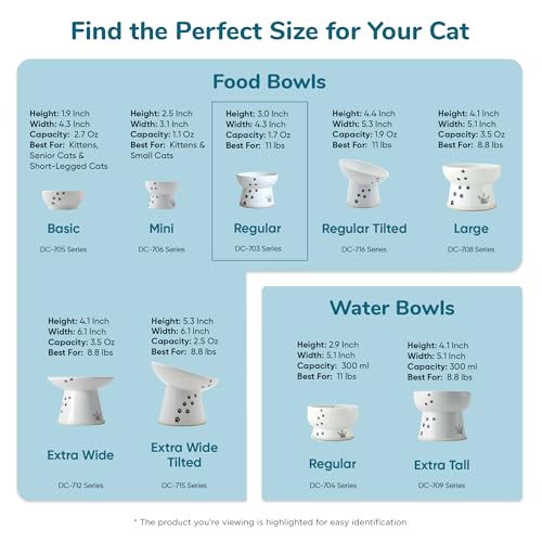 Necoichi Raised Cat Food Bowl – Ceramic Elevated Cat Bowl for Whisker & Neck Fatigue, Dishwasher Microwave Safe – Non-Slip & Anti Vomiting Ergonomic Design (Cats, Regular, 1-Cup Capacity) - color: Cat, size: Small Flat (1 Cup)